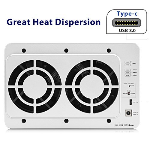 TERRAMASTER D5-300C USB3.0(5Gbps) Type C 5-Bay Boîtier Raid Support Raid 0/1/Unique Exclusif 2+3 Raid Mode Disque Dur…