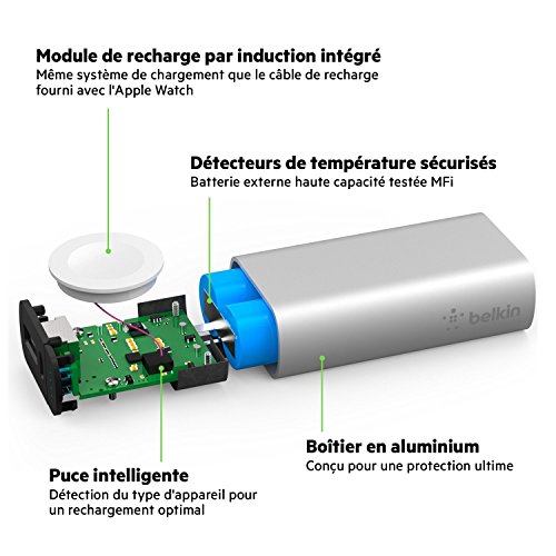 Belkin Batterie externe Valet Charger pour Apple Watch et iPhone (6 700 mAh) – Chargeur certifié MFi et compatible avec l’iPhone XS, iPhone XS Max, iPhone XR, Apple Watch Series 4 et autres