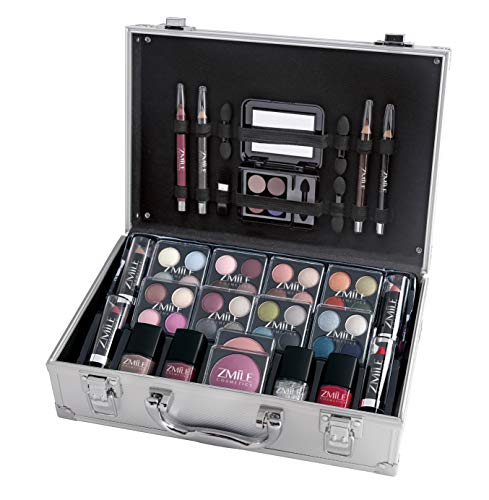 Briconti Zmile Cosmetics Coffret Maquillage Mallette en Aluminium, 51 Pièces, 1 Unité