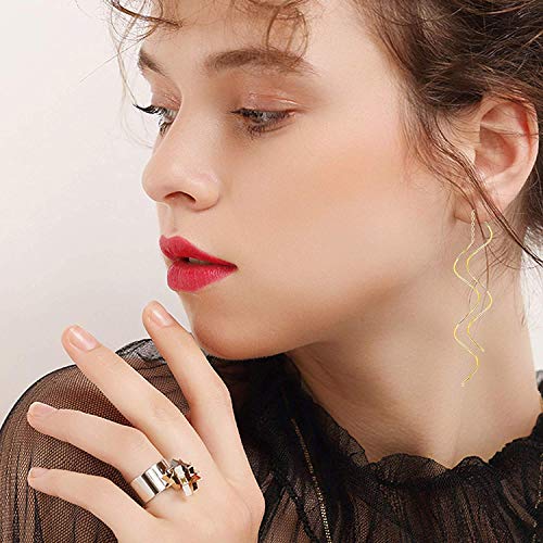 Finrezio Crochet Boucles d’Oreilles Traversantes Pendantes en Acier Inoxydable pour Femmes Filles