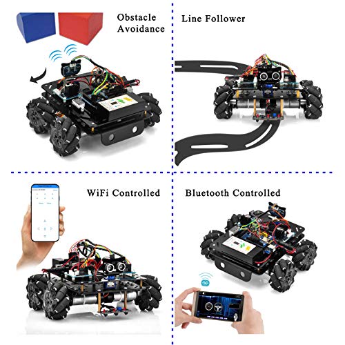 Robot Car Electronics Parts Kit for 4WD Omni Direction Mecanum Wheel Robotic Chassis Compatible for Arduino UNO Mega2560