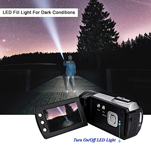 Vmotal HG8162 [Mise à Jour] 2,7K Caméscope numérique 1080P FHD / 2,7″ écran TFT LCD/caméscope Rotatif à 270 degrés Caméra pour Enfants/Adolescents/Élèves/Débutants/Les Personnes âgées Cadeau