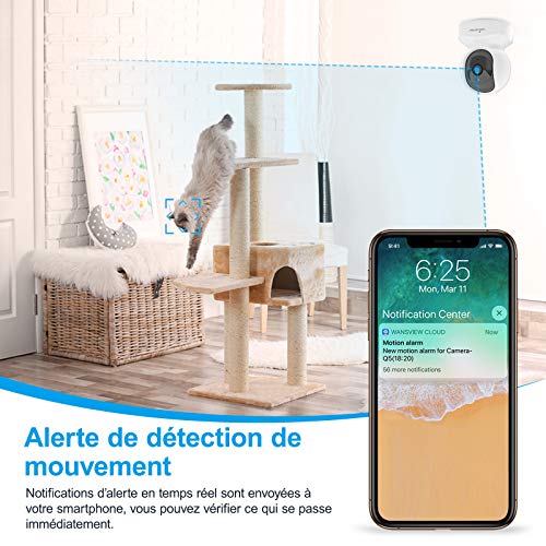 wansview Caméra Surveillance WiFi, 2K Caméra IP WiFi Intérieur avec Alerte instantanée, Audio Bidirectionnel pour Bébé…