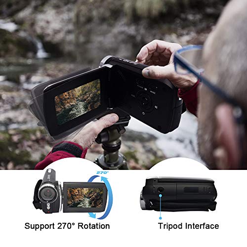 Vmotal Caméscope numérique HG8250 FHD 1080P 24MP Caméra vidéo à écran Rotatif à 270 degrés Caméscope pour Enfants…