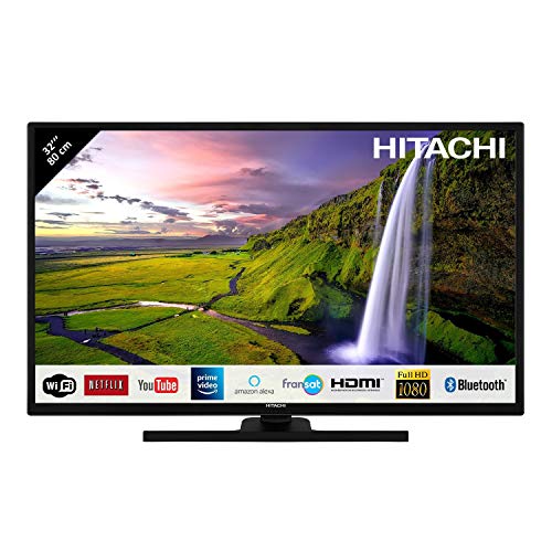 Hitachi Téléviseur LED 32″ 80,01cm Full HD avec Alexa/Smart TV: Netflix, Youtube, Prime/WiFi/Bluetooth / 3 HDMI/PC/USB