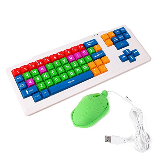 DURAGADGET Grand clavier coloré PS2/USB pour enfant avec souris en forme de tortue 470 x 180 x 15 mm