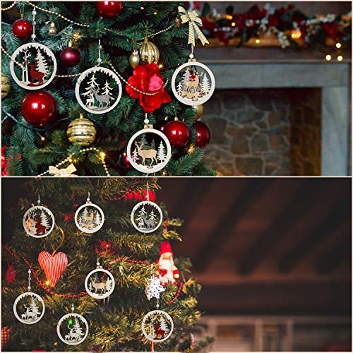 BELLE VOUS Suspension Sapin de Noël en Bois (9 Pcs) – Décoration Sapin de Noel Découpé au Laser Sculpture avec Ficelle…