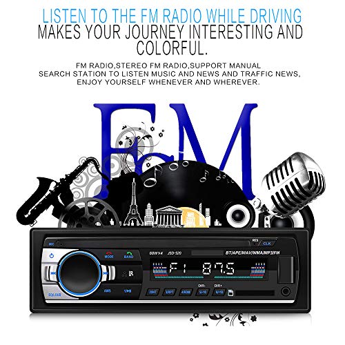 Luckdragon BT Stéréo de voiture, lecteur multimédia numérique 12 V, radio FM, lecteur MP3 de voiture USB/SD/AUX, appels…