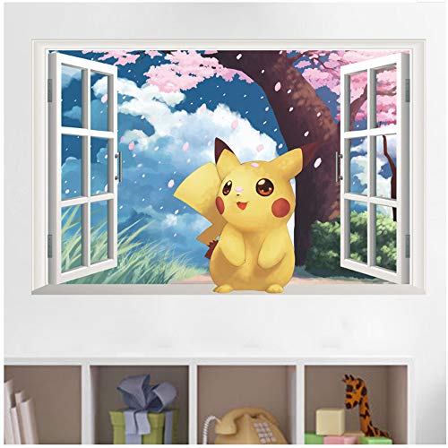 ZGQQQ Populaire Jeu Pikachu Pokemon Go Stickers Muraux pour Enfants Chambres Chambre De Bande Dessinée Fenêtre Stickers…