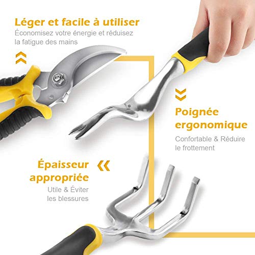 YISSVIC Outils de Jardinage 12 Pièces Outils de Jardin avec Sac de Rangement, Arrosoir, Gants de Jardinage