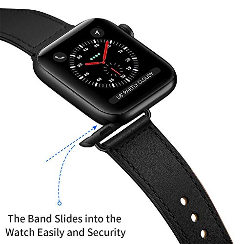 Qeei Compatible pour Bracelet Apple Watch Cuir 45mm 44mm 42mm,Innovative Boucle Caché Minimaliste Cuir Véritable Bande…