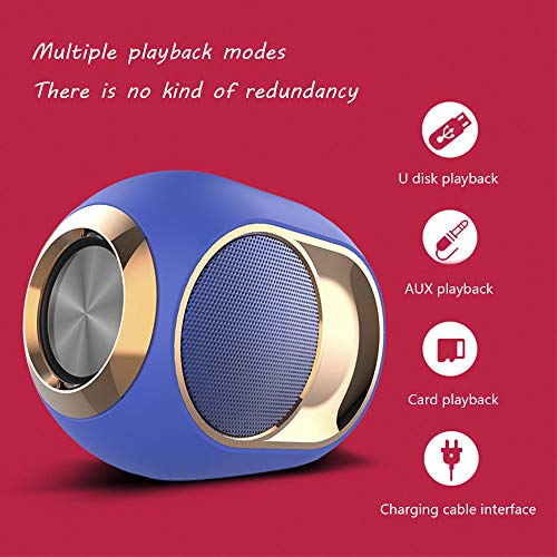 KKDWJ X6 Bluetooth Subwoofer, 3D Sound Wireless Bluetooth Pratique USB Chargeant TWS Serial Card Speaker,Noir