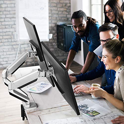 ErGear Support Ecran PC 2 Ecran pour 13″-32″, Bras pour Écrans avec Technologie Innovante de Ressort à Gaz, Bras Ecran PC 2 Ecran pour Écrans Plats Incurvés, VESA 75/100mm, Poids Max 8KG