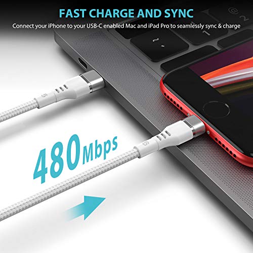 Syncwire Câble USB C vers Lightning MFi Certifié – Version 2020 Charge Ultra Rapide PD Nylon Résistant Câble Type C Vers…