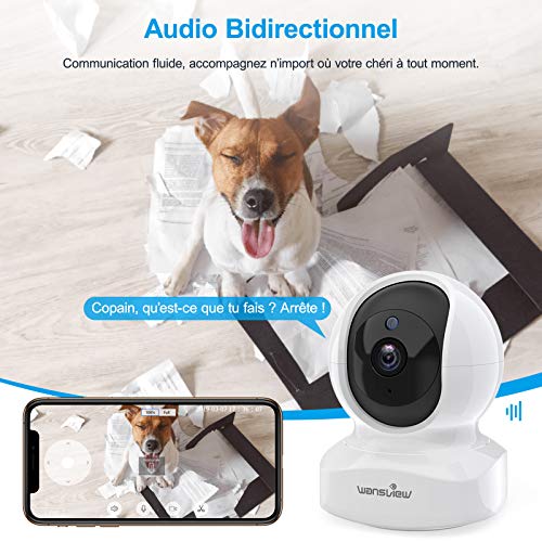 wansview Caméra Surveillance WiFi, 2K Caméra IP WiFi Intérieur avec Alerte instantanée, Audio Bidirectionnel pour Bébé…