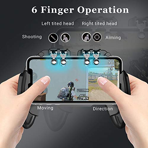 Newseego PUBG Mobile Game Controller, Manette de Jeu à 6 Doigts pour téléphone avec déclencheur L1R1 pour joysticks…