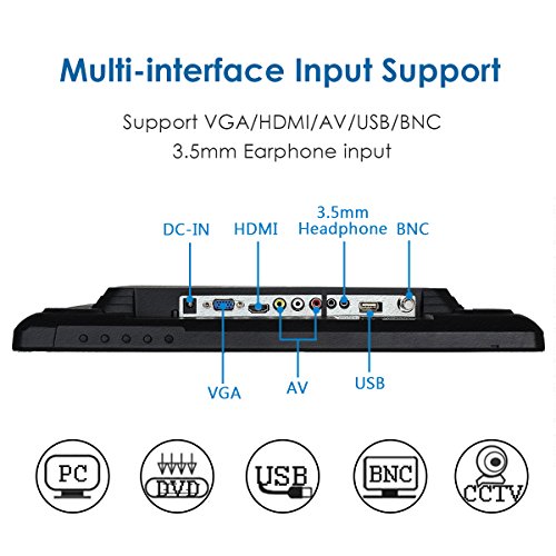 JaiHo 19 Pouces Moniteur 4:3 Moniteur LCD TFT Couleur 1024 x 768 1080P CCTV HDMI HD avec Sortie écouteur BNC VGA AV HDMI…