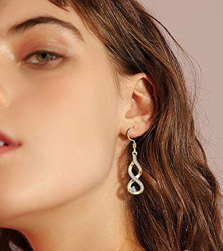 BESTEEL Argent 925 Boucles D’oreilles Noeud Infini pour Femmes Filles Zyrconium Mariage Boucles D’oreilles Pendentif CZ…