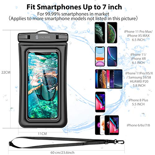 Syncwire Pochette Étanche Smartphone – Lot de 2 – Housse Imperméable Téléphone Portable IPX8 Touch Sensible Compatible…
