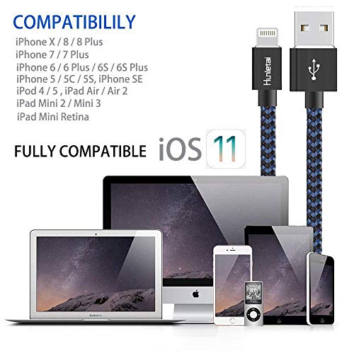 Hunletai Câble iPhone [1m+1m+2m/Lot de 3] Cable Lightning Certifié MFi Chargeur iPhone Nylon Tressé Charge Rapide pour…