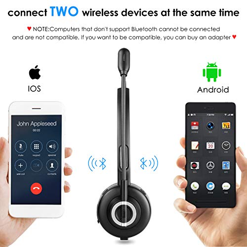 Esolom Casque Bluetooth avec Micro sans Fil,Casque avec Base de Charge,Casque Téléphonique,Casque PC Professionnel pour…