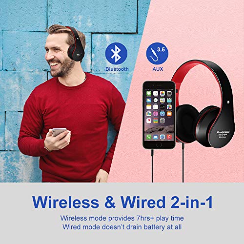 Bluetooth Casque Sans Fil, Alitoo Wireless Over Ear Headphone Avec Microphone Intégré, Main Libre, Pliable Hi-Fi Stéréo…