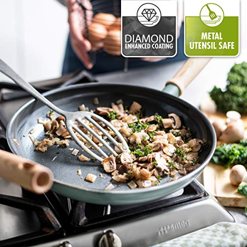 GreenPan Mayflower Ensemble de casseroles et poêles 13 pièces en céramique antiadhésive, manche en bois vintage, sans…