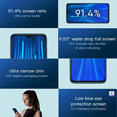 Xiaomi Redmi Note 8 Pro Phone 6 Go de RAM + 128 Go de ROM, 6,53″Plein Écran, Processeur MTK Helio G90T Octa-Core, 20MP Avant et Caméra Arrière 64MP Version Globale (Bleu)