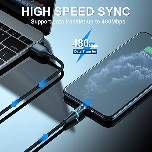 RAVIAD Câble Multi Chargeur Magnétique, 3 en 1 Multi Chargeur Aimanté en Nylon Tressé Câble Micro USB Type C pour…