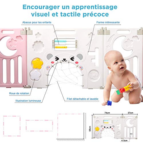Parc Bébé barriere de securite parc enfant Barrière Securitè avec panneau d’activités Jeu Espace Jeu Chambre Enfant l…