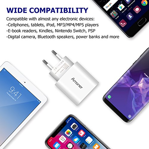 Chargeur Secteur USB 3 Ports Universel Chargeur Mural (5V 3A Max) Adaptateur USB Universel pour Apple iOS, Android…
