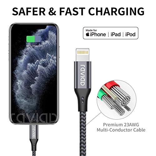 RAVIAD Câble Phone Chargeur Phone [1.2M/Lot de 4] Câble Nylon Tressé Câble Charge Rapide pour Phone 11/11 Pro/ 11 Pro…