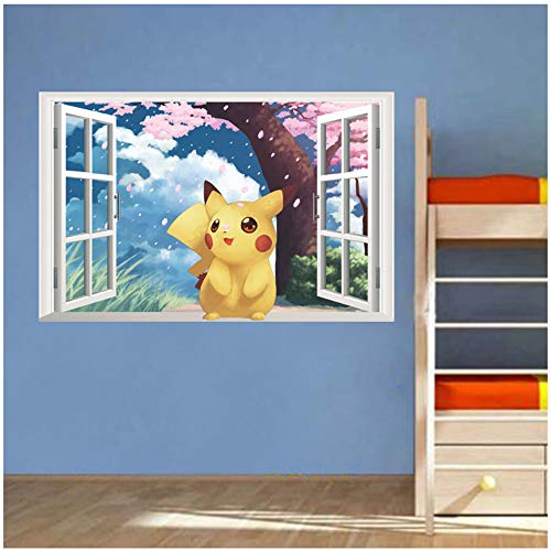 ZGQQQ Populaire Jeu Pikachu Pokemon Go Stickers Muraux pour Enfants Chambres Chambre De Bande Dessinée Fenêtre Stickers…