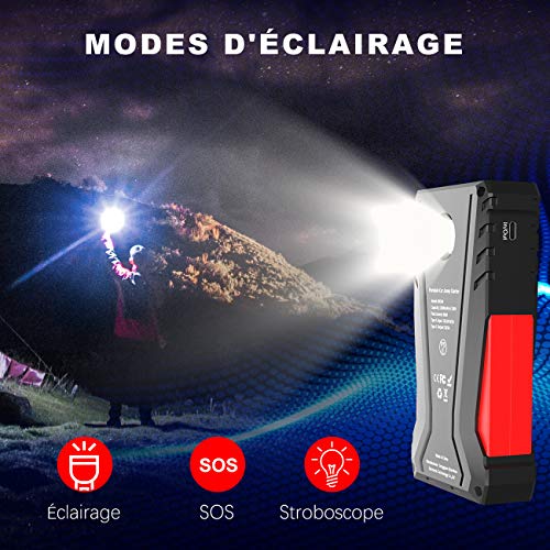 DINKALEN Booster Batterie Voiture 12800mAh 800A Portable Booster de Batterie Moto (Jusqu’à 6.0L Essence/5.0L Diesel…