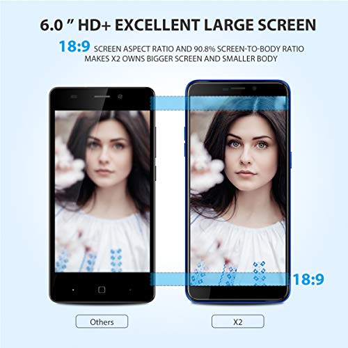 vernee 4G Téléphone Portable Debloqué, X2 Android 9.0-6350 mAh Batterie 6 Pouces HD écran 3Go RAM-32Go (Extensible à…