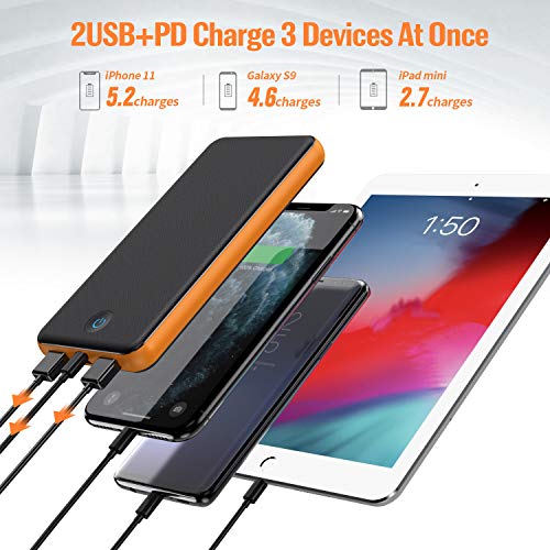 HETP 20W PD QC 3.0 Charge Rapide Batterie Externe 26800mah, Portable Chargeur Chargement Simultané 3 Appareils, 3…