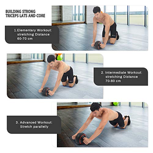 Roues AB, Cyiecw AB Roller-Roue Exercice pour Abdominaux avec Tapis épais pour Genoux AB-Rouleau Roue Trainer Pro…