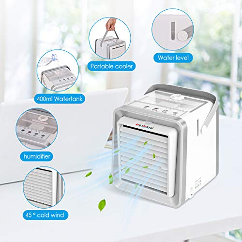 HeiPard Climatiseur Portable, Mini Refroidisseur D’air Portable Ventilateur de Climatisation Personnel Portable…