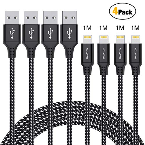 IWAVION Câble Chargeur iPhone,4pack 3ft/1m Câble Lightning en Nylon Tressé USB Chargeur iphone Charge Rapide Certifié…