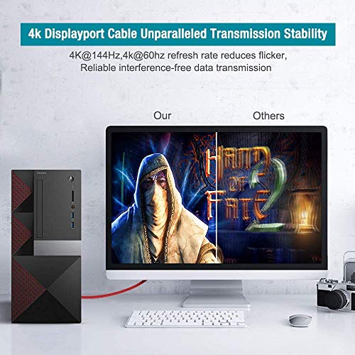 alclap Câble DisplayPort 2M Câble DP 4K 144Hz Haute Vitesse -[4K@60Hz, 2K@165Hz, 2K@144Hz], Câble Display Port Nylon…