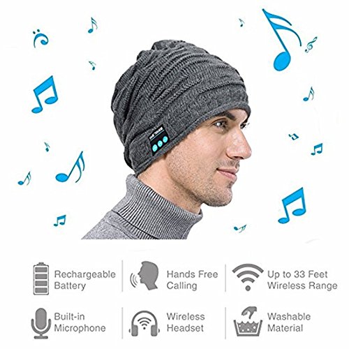 ZHIKE Bonnet BlueTooth Music Beanie,Bonnet de casque sans fil unisexe rechargeable, casque Bluetooth, chapeau d’hiver…