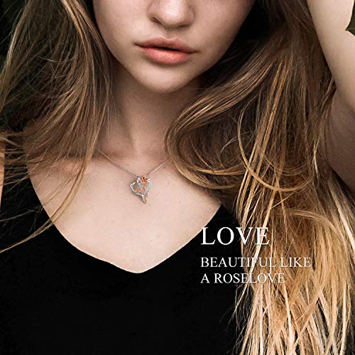 SNZM Collier de Fleurs pour Les Femme Coeur Collier Infini Fille en Argent Bijoux en Cristal Cadeau d’amour Infini pour…