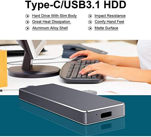Portable External Hard Drive, Slim Aluminum USB3.0 HDD 1TB 2TB Storage for PC, Mac, Desktop, Laptop, MacBook, Chromebook…
