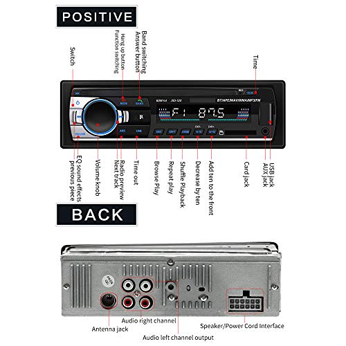 Luckdragon BT Stéréo de voiture, lecteur multimédia numérique 12 V, radio FM, lecteur MP3 de voiture USB/SD/AUX, appels…