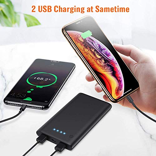 Ekrist【Lot de 2】 Batterie Externe 10000mAh, Ultra Mince, Charge Rapide, 2 Ports USB Sortie, Chargeur Portable Batterie…