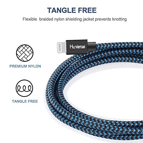 Hunletai Câble iPhone [1m+1m+2m/Lot de 3] Cable Lightning Certifié MFi Chargeur iPhone Nylon Tressé Charge Rapide pour…