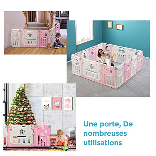 Parc Bébé barriere de securite parc enfant Barrière Securitè avec panneau d’activités Jeu Espace Jeu Chambre Enfant l…