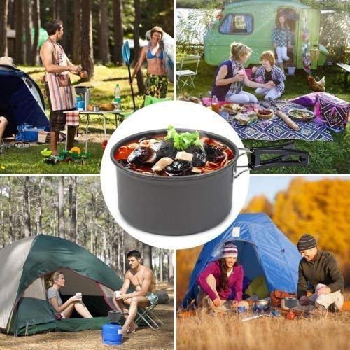 Awroutdoor Casseroles Camping Set, 13 pièces Aluminium Léger Camping Léger Casserole Pan Set avec Sac de Filet…