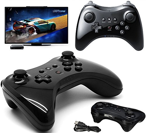 QUMOX Manette Contrôleur Joystick de Jeux Double Analogique sans Fil Game Controleur Gamepad pour Wii U Noir