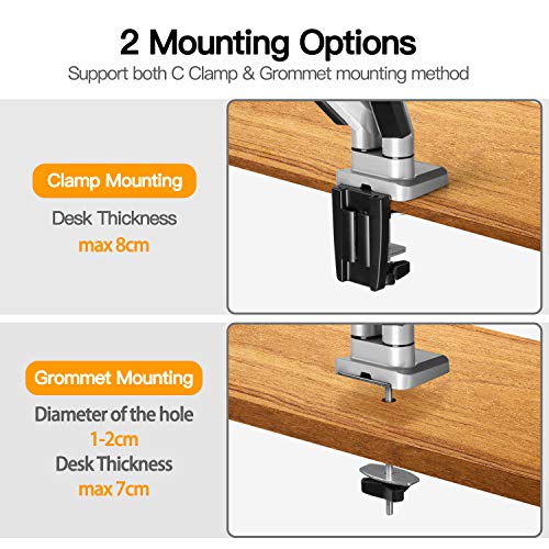 ErGear Support Ecran PC 2 Ecran pour 13″-32″, Bras pour Écrans avec Technologie Innovante de Ressort à Gaz, Bras Ecran PC 2 Ecran pour Écrans Plats Incurvés, VESA 75/100mm, Poids Max 8KG